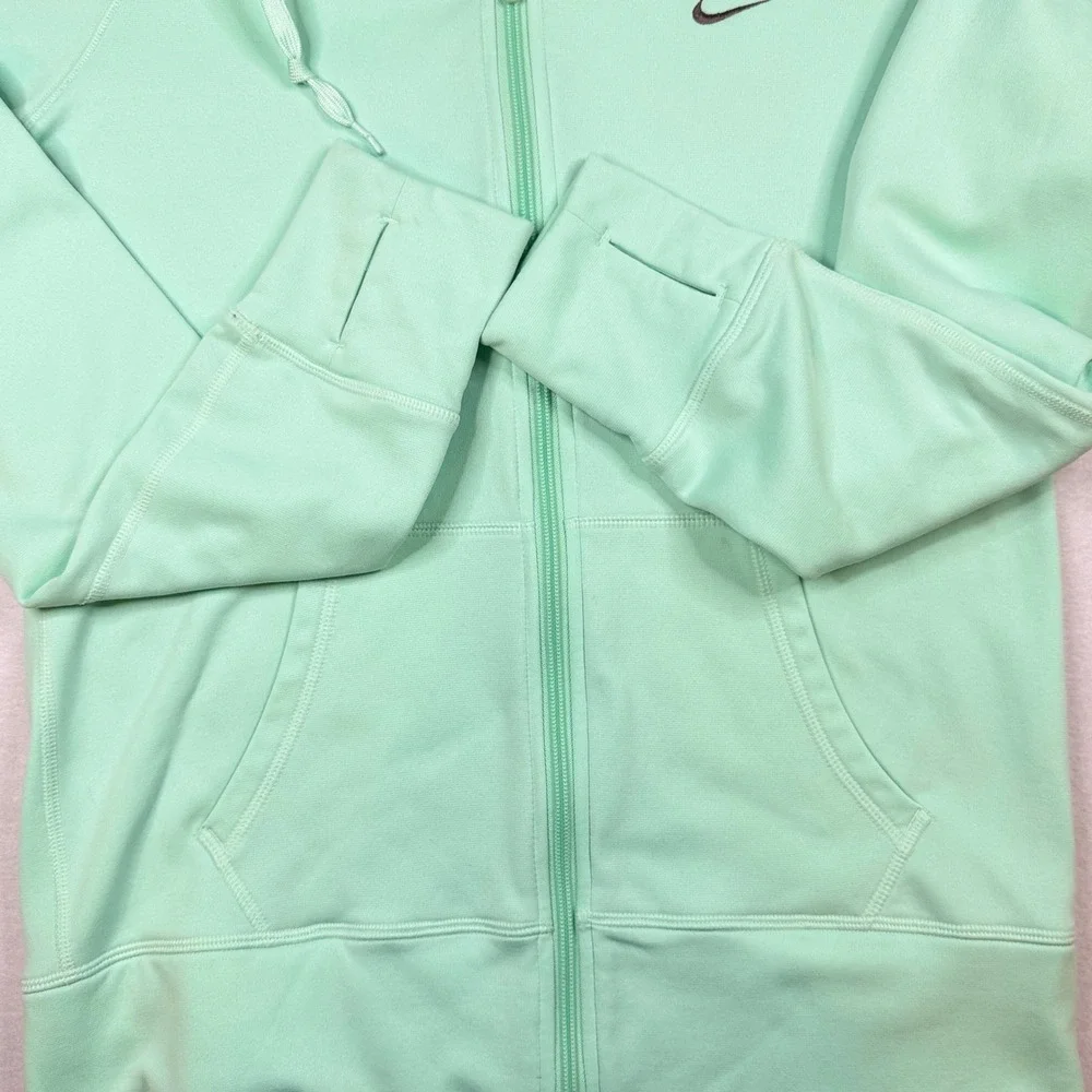 Nike Therma-FIT Full Zip Hoodie Mint Green Neon Yellow Women Medium 0360